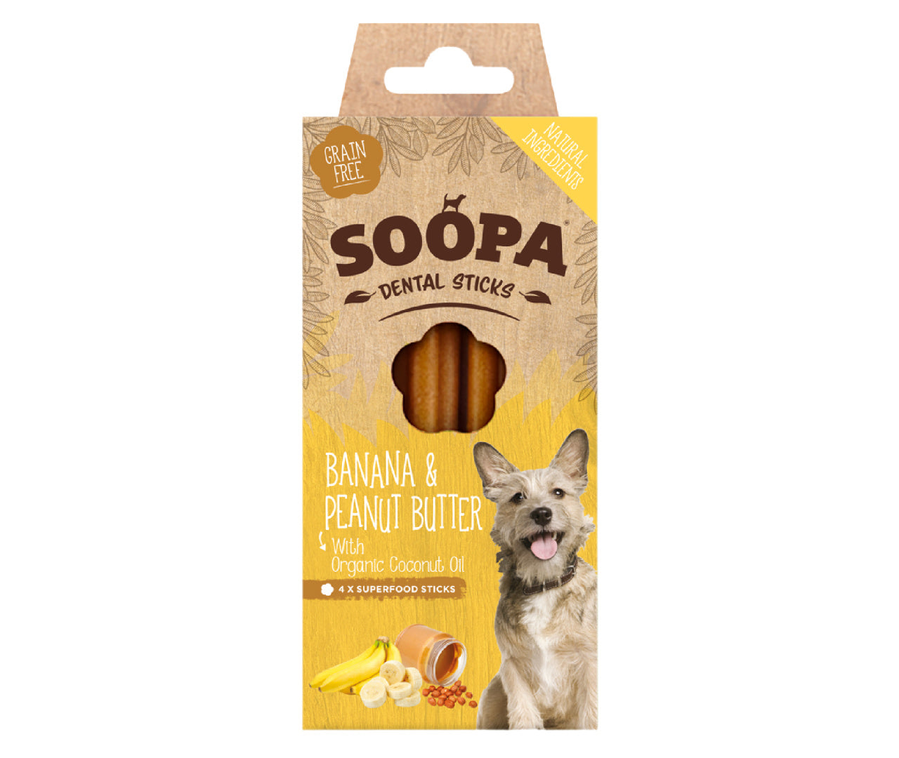 Picture of Natural Banana & Peanut Butter Vegan Dental Sticks – Pets Of The Earth