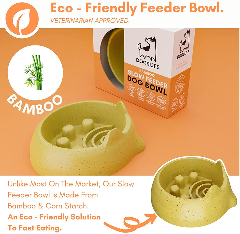 Bamboo Slow Feeder Dog Bowl