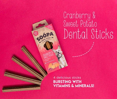 Natural Cranberry & Sweet Potato Vegan Dental Sticks
