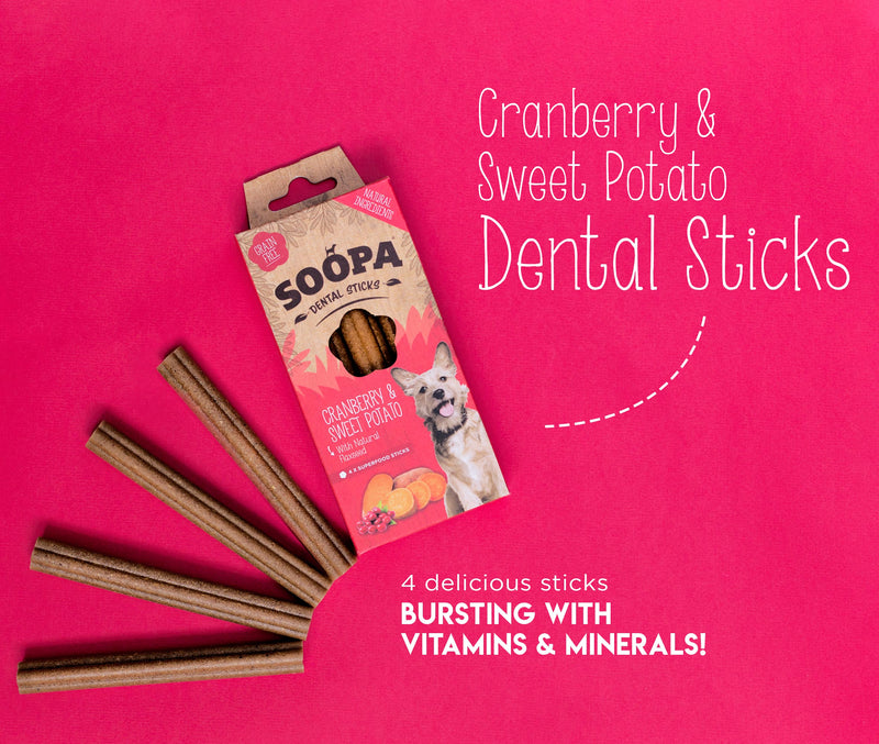 Natural Cranberry & Sweet Potato Vegan Dental Sticks