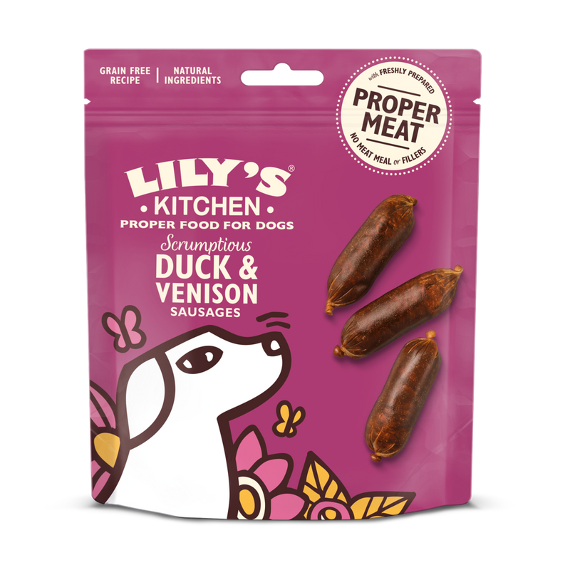 Scrumptious Duck & Venison Sausages - Natural Dog Treats