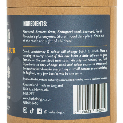 Skin & Fur Natural Herbal Supplement Powder - Dog & Puppy