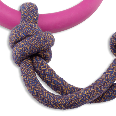 Natural Rubber Hoop On Rope Eco Dog Toy - Pink