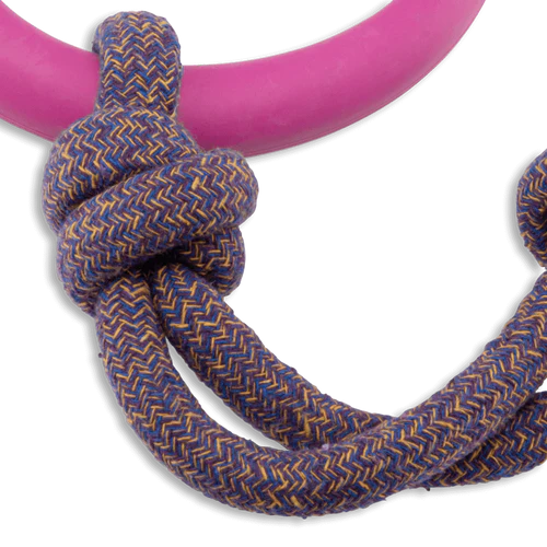 Natural Rubber Hoop On Rope Eco Dog Toy - Pink