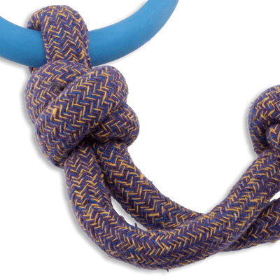 Natural Rubber Hoop On Rope Eco Dog Toy - Blue