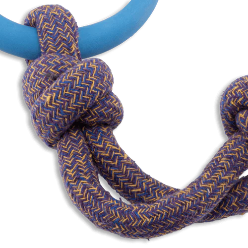 Natural Rubber Hoop On Rope Eco Dog Toy - Blue