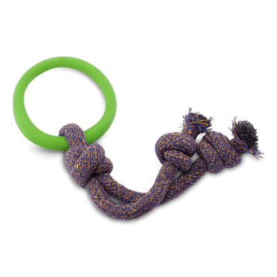 Natural Rubber Hoop On Rope Eco Dog Toy - Green