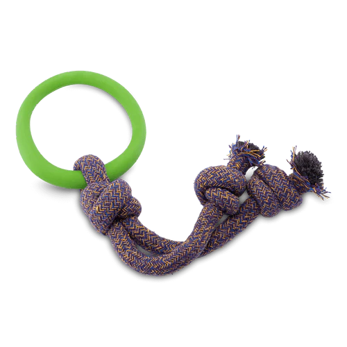 Natural Rubber Hoop On Rope Eco Dog Toy - Green