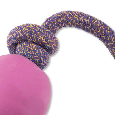 Natural Rubber Ball On Rope Eco Dog Toy - Pink