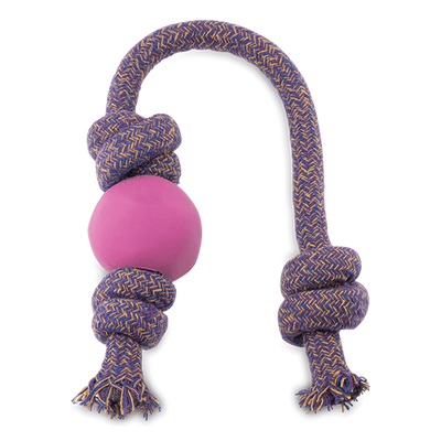 Natural Rubber Ball On Rope Eco Dog Toy - Pink