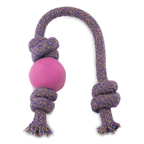Natural Rubber Ball On Rope Eco Dog Toy - Pink