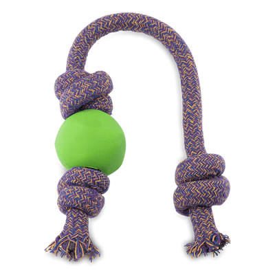 Natural Rubber Ball On Rope Eco Dog Toy - Green