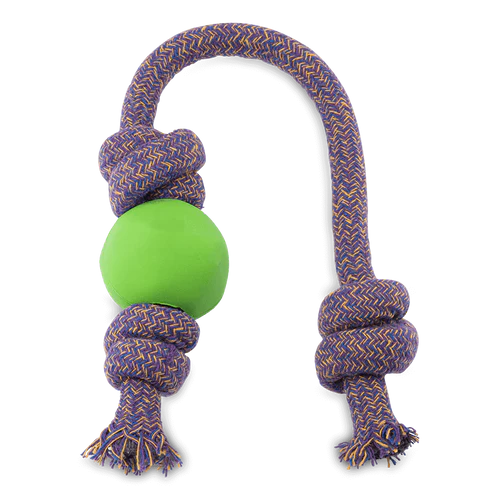 Natural Rubber Ball On Rope Eco Dog Toy - Green