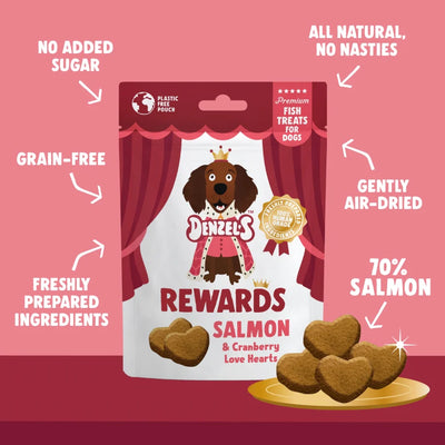 Natural Salmon & Cranberry Love Heart Rewards - Plastic Free