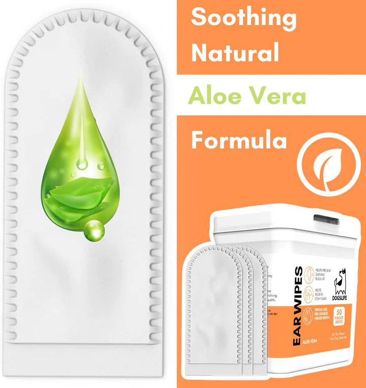 Dog Ear Cleaning Wipes - Natural Aloe Vera